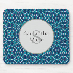 Tapis de souris à monogramme diamant bleu marine e