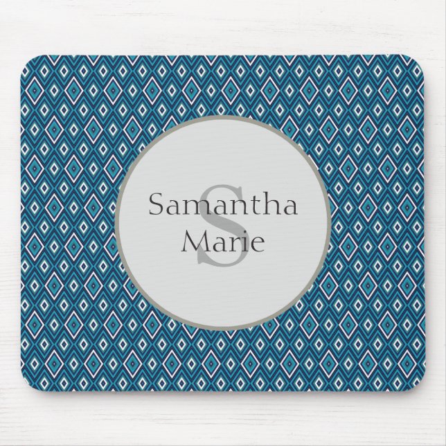 Tapis de souris à monogramme diamant bleu marine e (Devant)