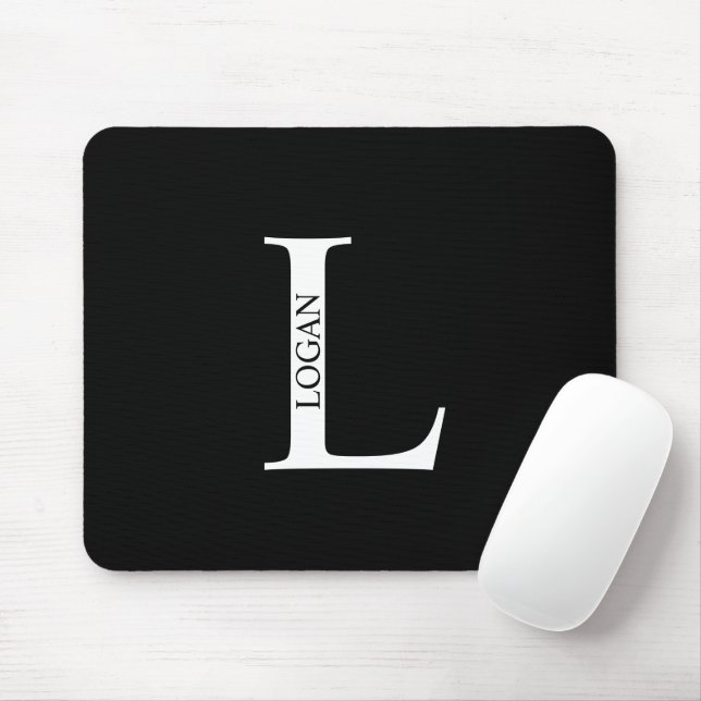Tapis de souris à monogramme et nom personnalisé (Avec souris)