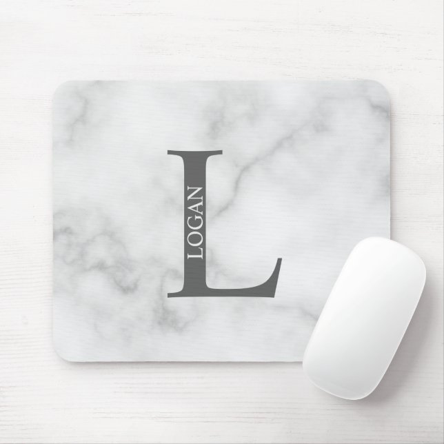 Tapis de souris à monogramme et nom personnalisé (Avec souris)