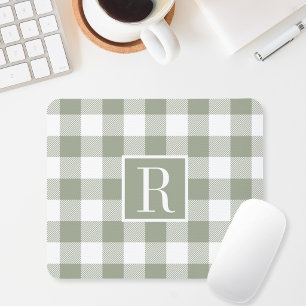Tapis de souris à monogramme initial Moderne Vert