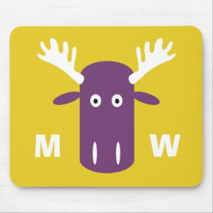 Tapis de souris à monogramme personnalisé Moose He