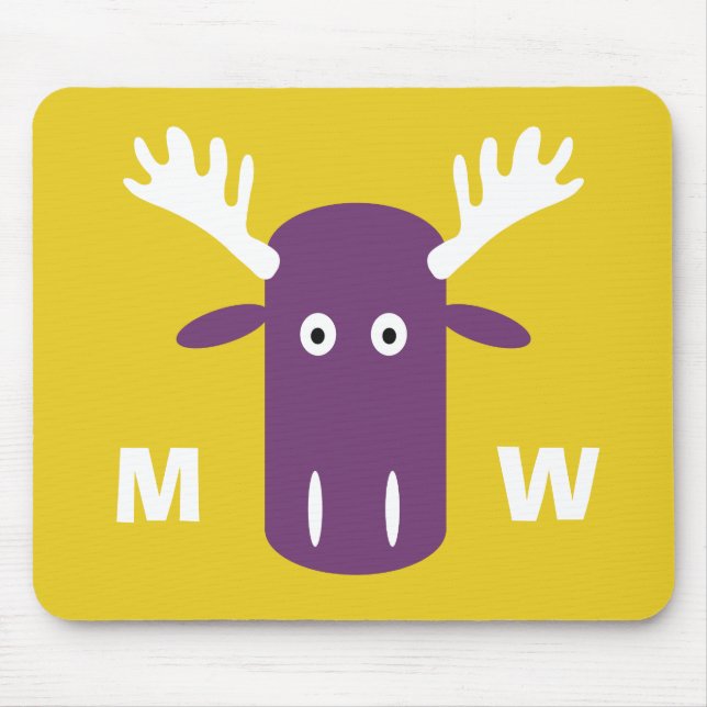 Tapis de souris à monogramme personnalisé Moose He (Devant)