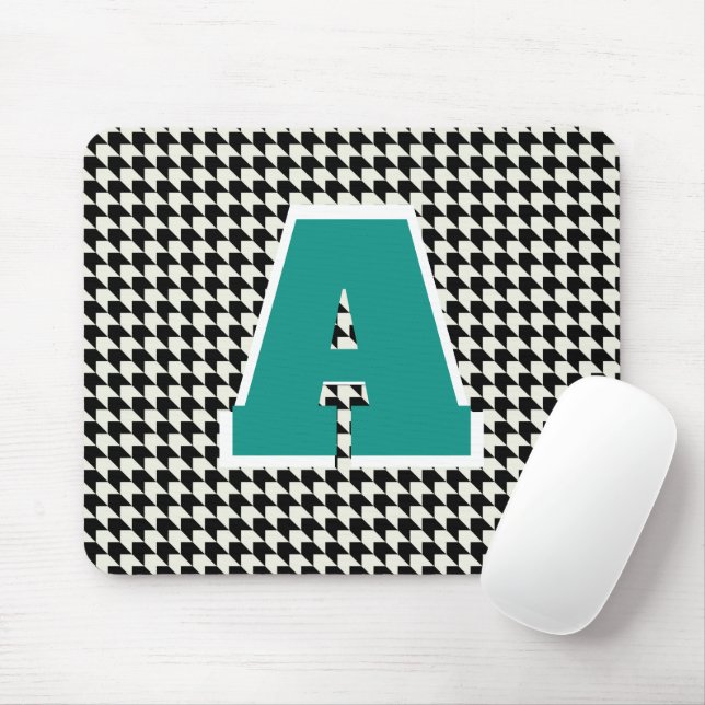 Tapis de souris à monogramme pied-de-poule (Avec souris)