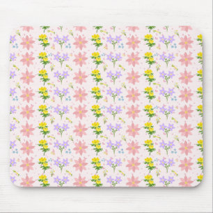 Tapis de souris à motif botanique de fleurs sauvag