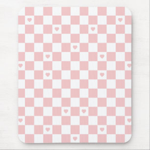 Tapis de souris à motif carreaux rose