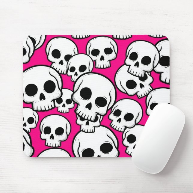 Tapis de souris à motif crâne rose (Avec souris)