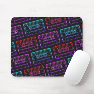 Tapis de souris à motif de cassette néon rose roug