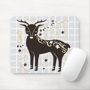 Tapis de souris à motif de cerf debout en art popu