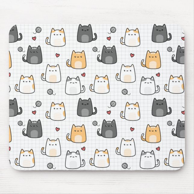 Tapis de souris à motif de chat mignon Kawaii (Devant)