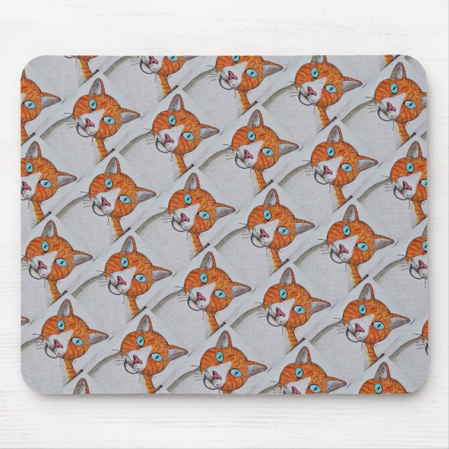 Tapis de souris à motif de chat orange et blanc (Devant)