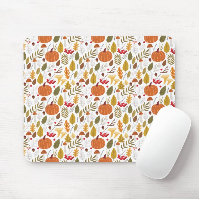Tapis de souris à motif de citrouille d'automne (Avec souris)