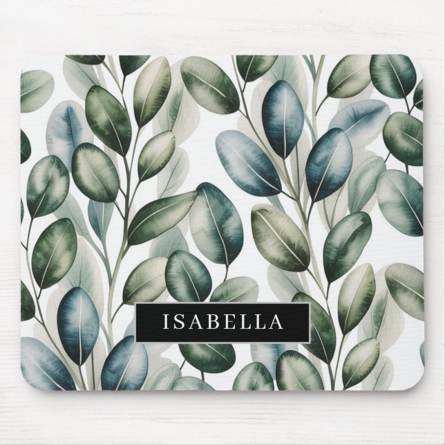 Tapis de souris à motif de feuilles d'eucalyptus a (Devant)