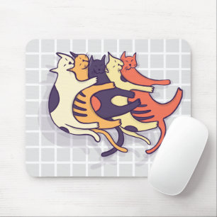 Tapis de souris à motif de grille avec chats qui s