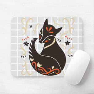 Tapis de souris à motif de renard assis en art pop