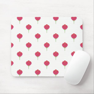 Tapis de souris à motif de tulipes roses luxuriant