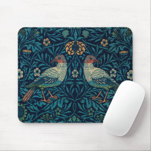 Tapis de souris à motif d'oiseaux bleus vintage de
