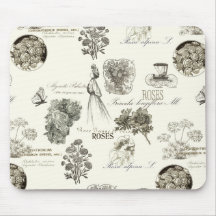 Tapis de souris à motif floral élégant vintage