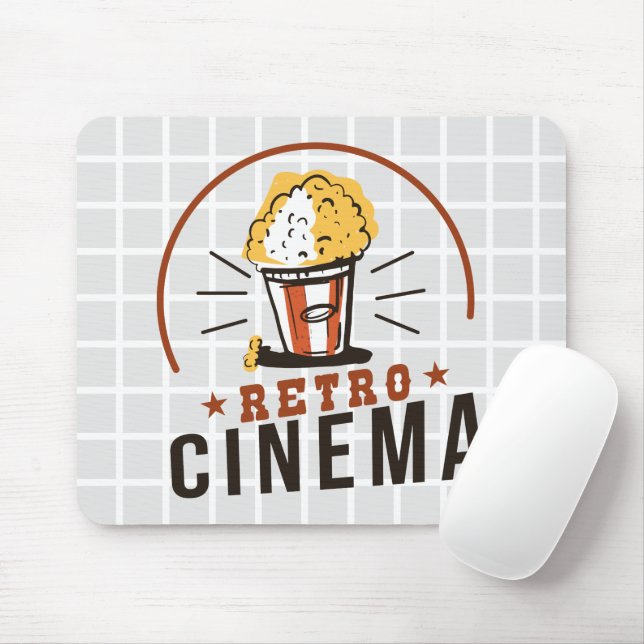 Tapis de souris à motif grille de pop-corn de ciné (Avec souris)