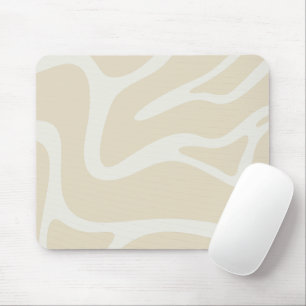 Tapis de souris à motif organique simple beige crè