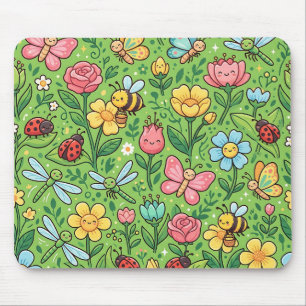 Tapis de souris à motif papillon abeille coccinell