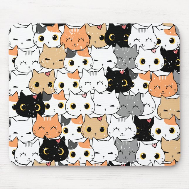 Tapis de souris à motif transparent de visages de  (Devant)