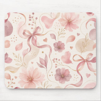 Tapis de souris à nœud floral rose Coquette