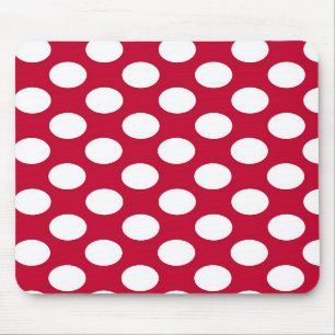 Tapis De Souris À petits pois rouge et blanc Mousepad
