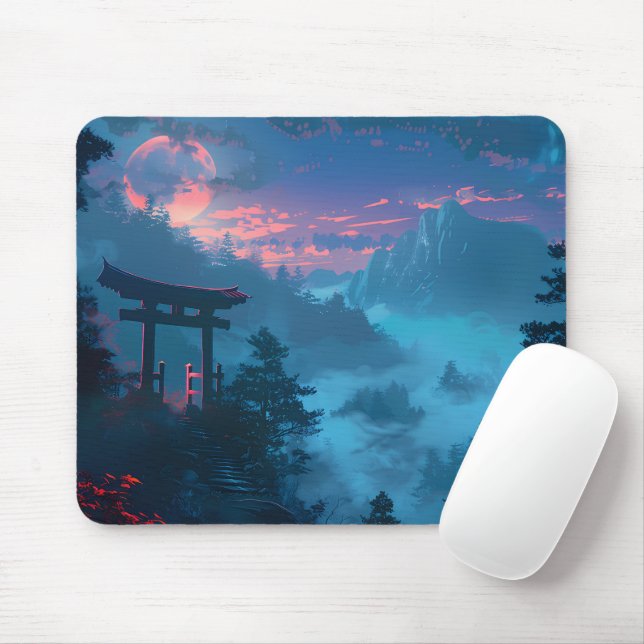 Tapis de souris à porte Torii japonaise mystique (Avec souris)