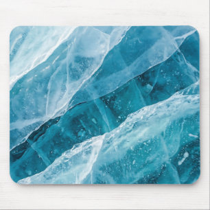 Tapis de souris à texture de glace glaciaire bleue