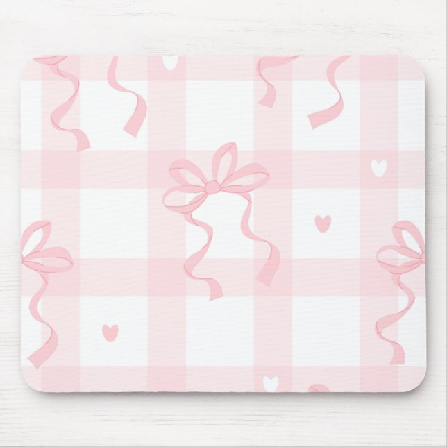 Tapis de souris à thème Coquette rose et blanc (Devant)