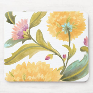 Tapis De Souris Abbaye Carreaux floraux - Fleurs Jaunes