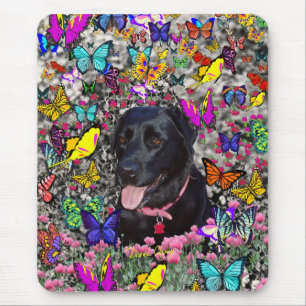 Tapis De Souris Abby dans les papillons - chien noir de