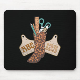 Tapis De Souris Abc 123 Prof de Western Life Cowboy Cowgirl Enseig