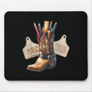Tapis De Souris Abc 123 Prof de Western Vie Cowboy Cowgirl Enseign