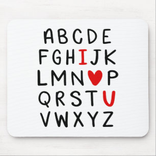 Tapis De Souris Abc Alphabet I Love You English Enseignant Valenti
