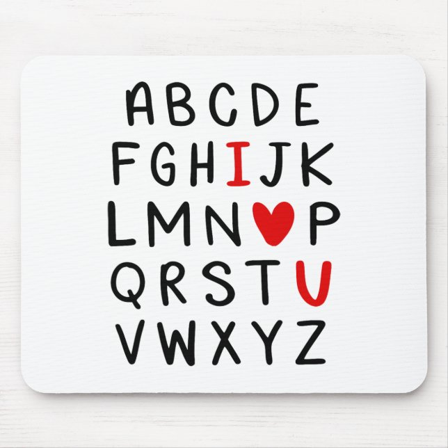 Tapis De Souris Abc Alphabet I Love You English Enseignant Valenti (Devant)