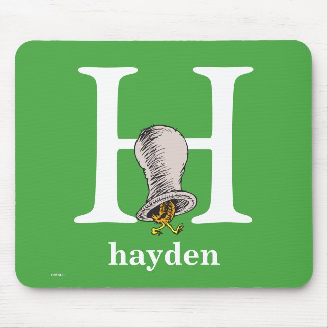 Tapis De Souris ABC du Dr Seuss : Lettre H - Blanc | Ajouter Votre (Devant)