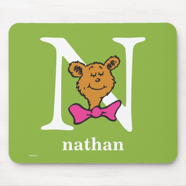 Tapis De Souris ABC du Dr Seuss : Lettre N - Blanc | Ajouter Votre (Devant)