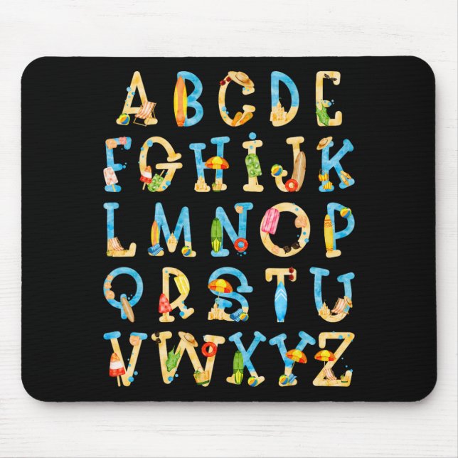 Tapis De Souris Abc Kindergarten Enseignant Plage D'Été Fin De L'É (Devant)