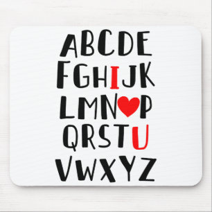Tapis De Souris Abcd Je T'Aime Alphabet Hommes Femmes Mignon Drôle