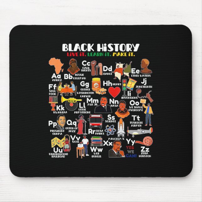 Tapis De Souris Abcs Of Black History Month Pride Live It Learn It (Devant)