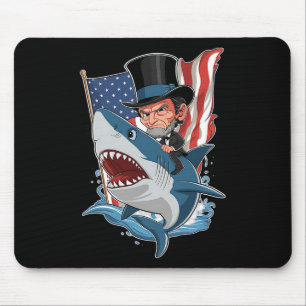 Tapis De Souris Abe Lincoln à cheval sur un requin Incroyable Quat