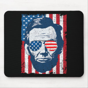 Tapis De Souris Abe Lincoln Beard Sungles Et Drapeau Américain 4e 