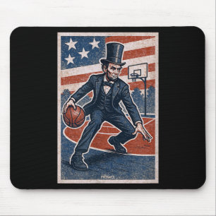 Tapis De Souris Abe Lincoln Dribbling - Joueur de Basball Américai