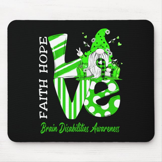 Tapis De Souris Abee Gnome Love Incapacité cérébrale Sensibilisati (Devant)