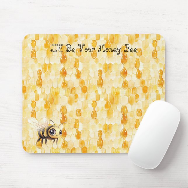 Tapis De Souris Abeille à miel jaune doré (Avec souris)