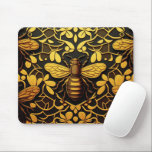 Tapis De Souris Abeille Abstraite en or. Motif d'insecte floral do<br><div class="desc">Abeille dorée Abstraite et motif floral doré Souris Pad en couleur jaune noir.</div>