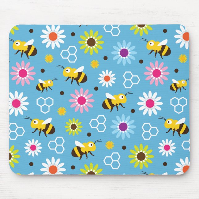 Tapis De Souris Abeille & Fleurs (Devant)