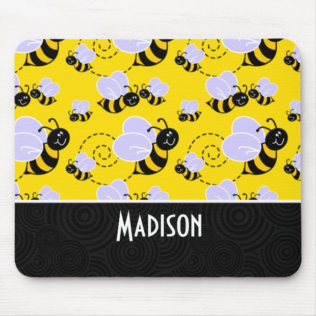 Tapis De Souris Abeille jaune et noire mignonne (Devant)
